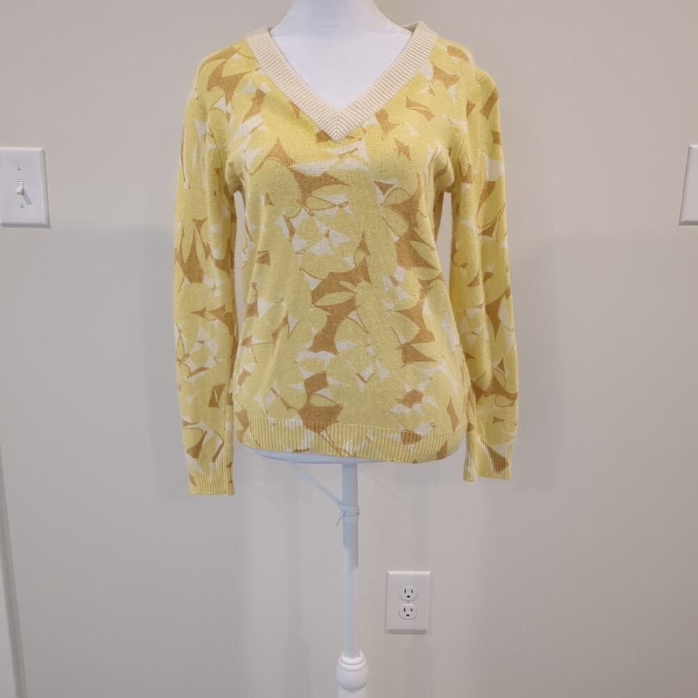 J. Crew Women Preppy Yellow Sweater M Merino Wool Blend Womens Long Sleeve